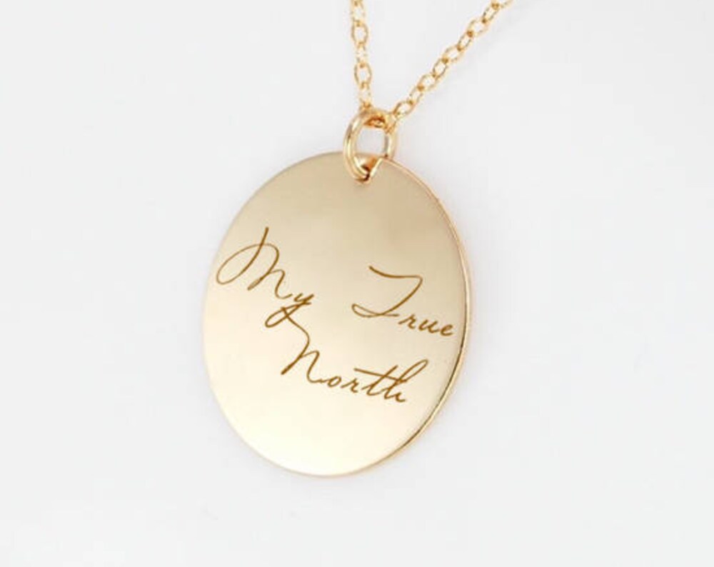Custom engraved actual handwriting necklace