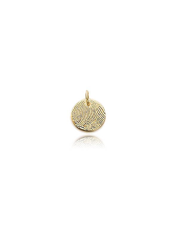 Petite actual fingerprint pendant in solid 14k gold • custom personalized actual fingerprint charm Memorial jewelry in Yellow, White or Rose