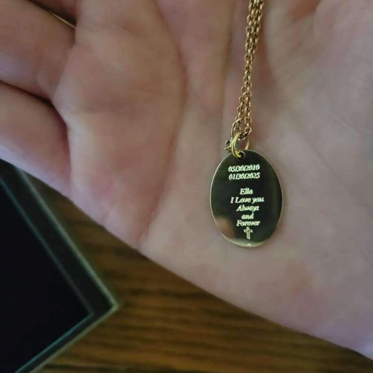 Oval solid 14k yellow gold actual paw print pendant