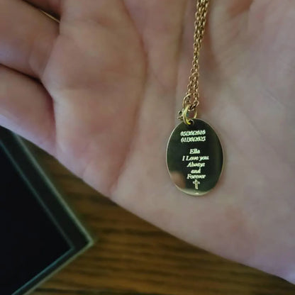 Oval solid 14k yellow gold actual paw print pendant