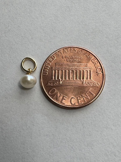 Petite 14k gold Cultured White Freshwater Pearl Dangle charm