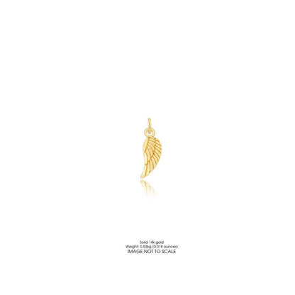 Petite 14k gold angel wing charm • all solid 14k gold • small pure gold angel wing in solid 14 karat yellow gold