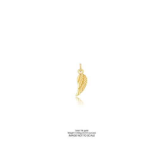 Petite 14k gold angel wing charm • all solid 14k gold • small pure gold angel wing in solid 14 karat yellow gold