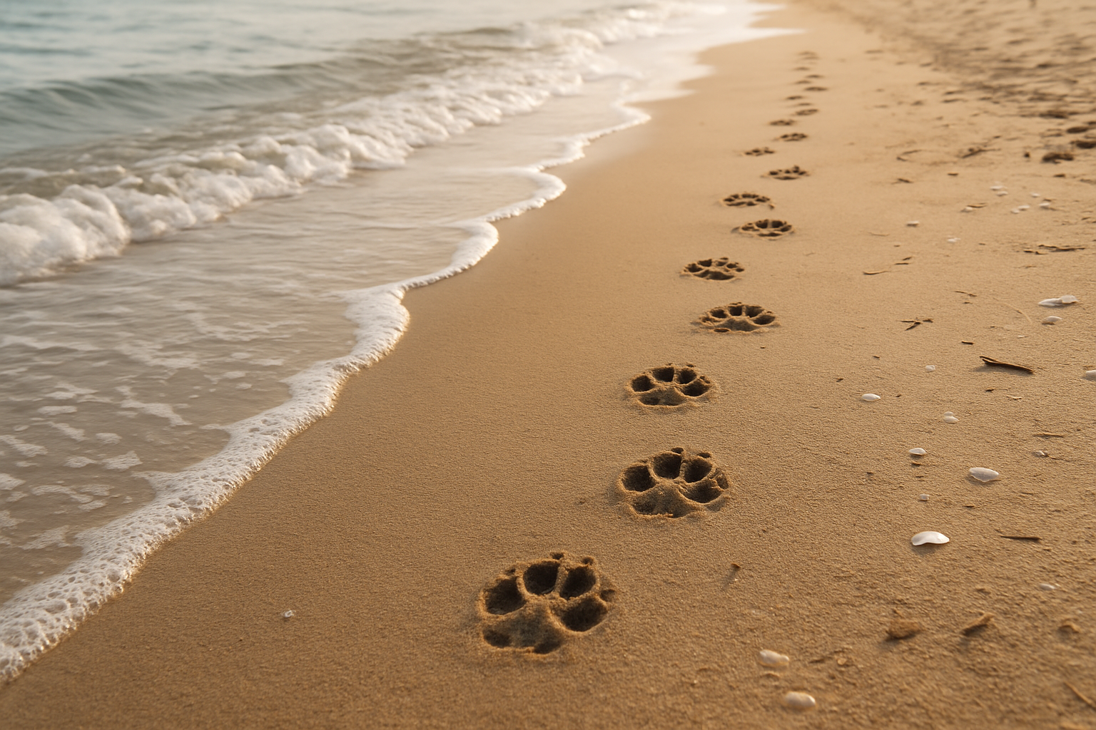 dog paw prints beach