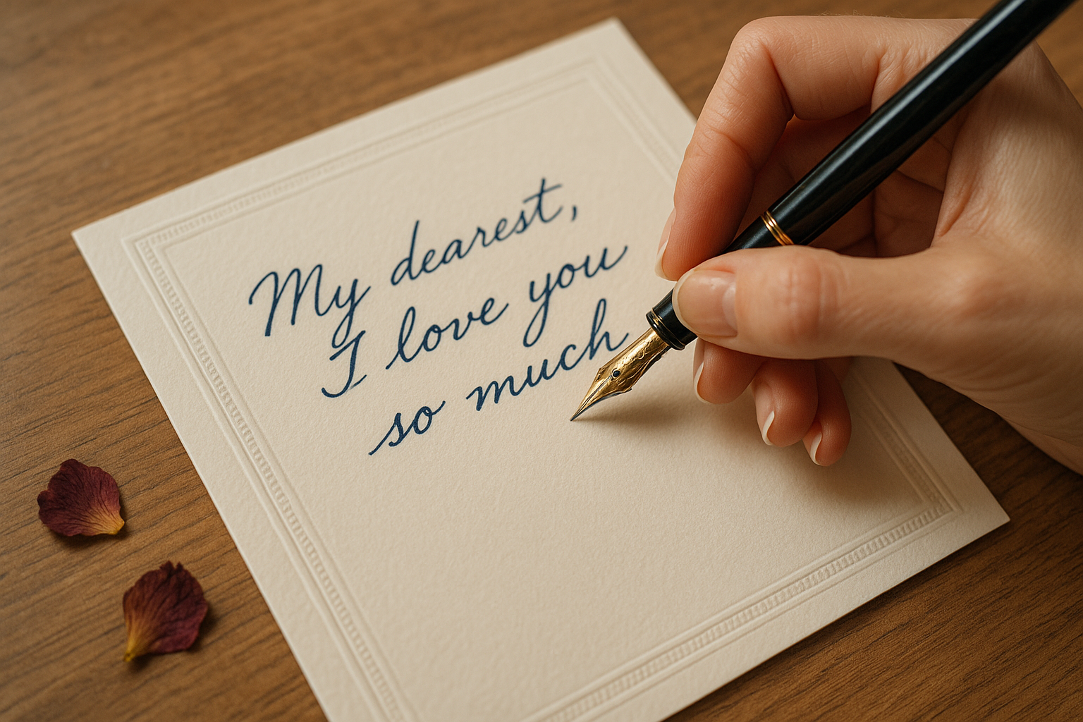 handwriting with pen on card