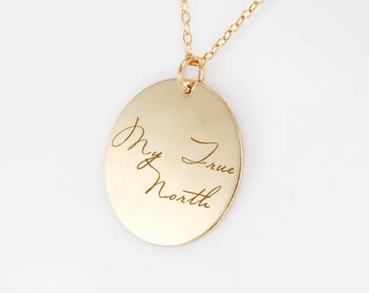 Custom engraved actual handwriting necklace