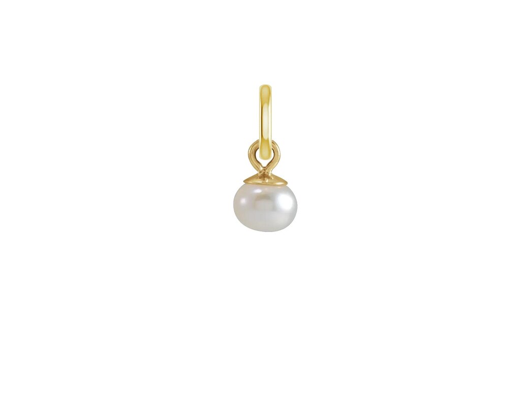 Petite 14k gold Cultured White Freshwater Pearl Dangle charm